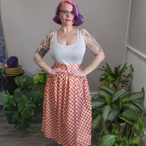 Vintage 1990's Orange & White Check Maxi Dress